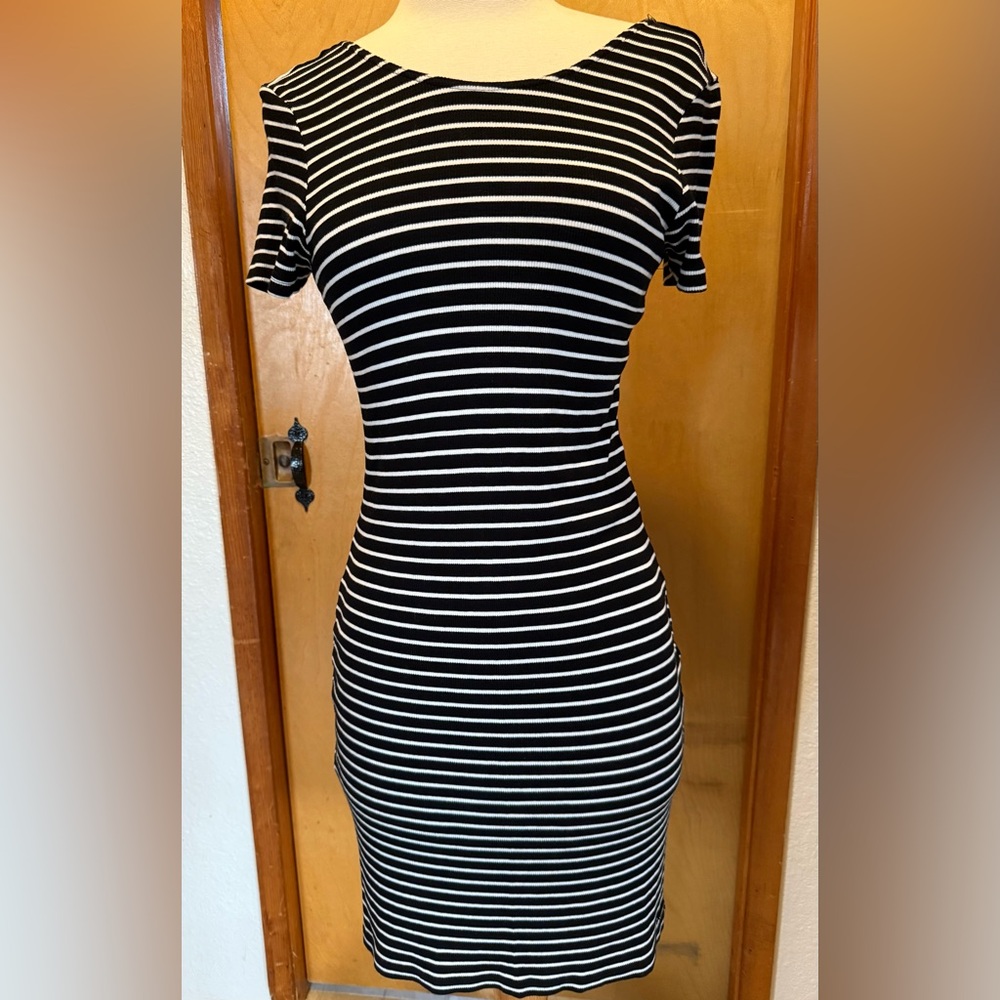 Volcom Black and White Striped Mini Dress